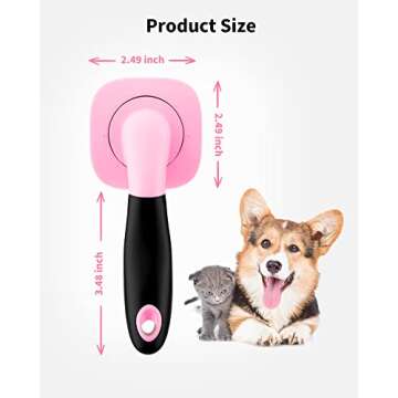 Glendan Dog Brush & Cat Brush- Slicker Pet Grooming Brush- Shedding Grooming Tools(Pink)