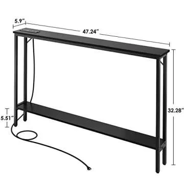 SAUCE ZHAN Narrow Console Table with Outlets and USB Ports