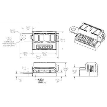 Blue Sea Systems 5024 ST Blade Fuse Block Battery Terminal Mount 4 Circuit Kit