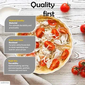 GOURMEX 10-Inch Fluted Quiche Baking Dish for Perfect Pies