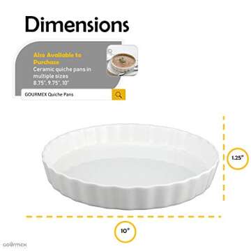 GOURMEX 10-Inch Fluted Quiche Baking Dish for Perfect Pies