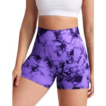 YEOREO Women High Waist Workout Yoga Gym Smile Contour Seamless Cycling Shorts Violet XL