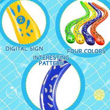 Civaner 4 Pieces Dive Eels Catch a Snake Dive Toys Water Snake Toy Swimming Pool Games for Toddlers Boys Girls Teens Adults