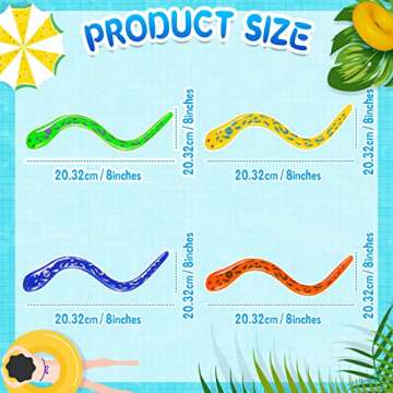 Civaner 4 Pieces Dive Eels Catch a Snake Dive Toys Water Snake Toy Swimming Pool Games for Toddlers Boys Girls Teens Adults