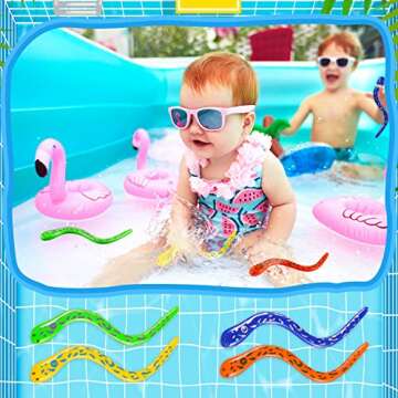 Civaner 4 Pieces Dive Eels Catch a Snake Dive Toys Water Snake Toy Swimming Pool Games for Toddlers Boys Girls Teens Adults