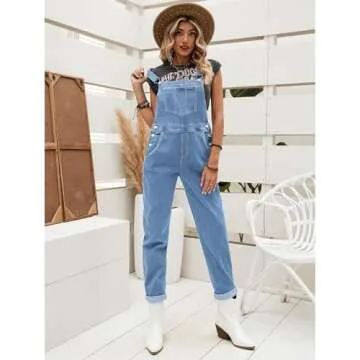 LookbookStore womens overalls denim overalls for women jean overalls for women blue overall dress denim outfits for women cowgirl outfits Size Medium Size 8 10