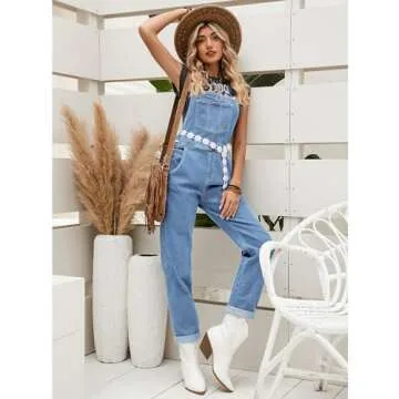 LookbookStore womens overalls denim overalls for women jean overalls for women blue overall dress denim outfits for women cowgirl outfits Size Medium Size 8 10