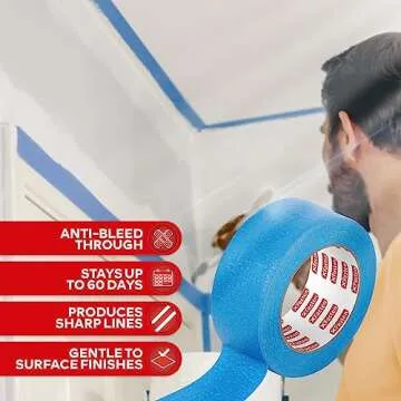 XFasten Blue Painters Tape - Sharp Lines, Easy Removal