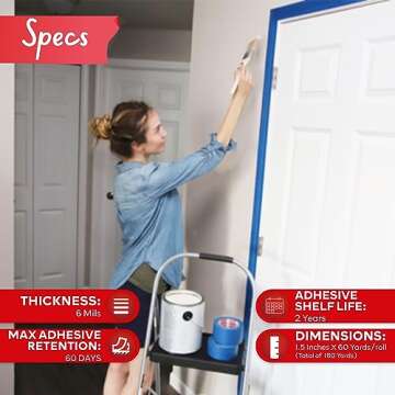 XFasten Blue Painters Tape - Sharp Lines, Easy Removal