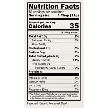 Anthony's Organic Fenugreek Seeds, 2 lb, Whole Methi Seeds, Gluten Free, Non GMO, Non Irradiated