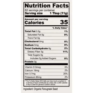 Anthony's Organic Fenugreek Seeds, 2 lb, Whole Methi Seeds, Gluten Free, Non GMO, Non Irradiated