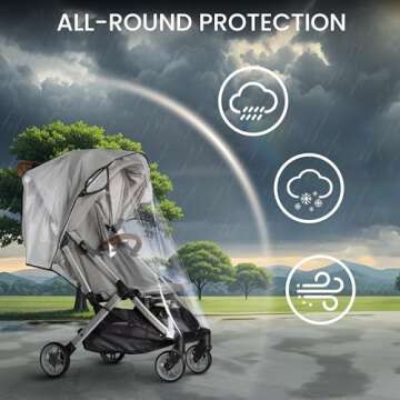 Bemece Baby Stroller Rain Cover Universal Stroller Accessory - Waterproof Windproof Travel Weather S...