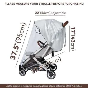 Bemece Baby Stroller Rain Cover Universal Stroller Accessory - Waterproof Windproof Travel Weather Shield Thick & Durable Protect from Dust and Snow with Breathable Ventilation Mesh Clear Visibility