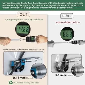 Bemece Baby Stroller Rain Cover Universal Stroller Accessory - Waterproof Windproof Travel Weather Shield Thick & Durable Protect from Dust and Snow with Breathable Ventilation Mesh Clear Visibility