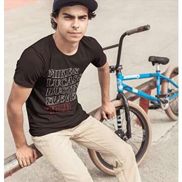 Superluxe Clothing The Party Mens Mike Dustin Eleven and Will Names Upside Down T-Shirt