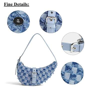 FONETTOS Y2K Saddle Hobo Bag, Women Shoulder Purse Moon Bag Handbag Fashion for Girls