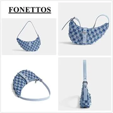 FONETTOS Y2K Saddle Hobo Bag, Women Shoulder Purse Moon Bag Handbag Fashion for Girls
