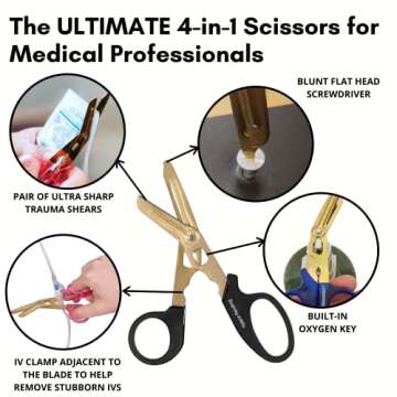 Hummingbird 4-in-1 Medical Scissors - Compact Pocket Size Trauma Shears for Nurses, Students, Practi...
