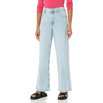 The Drop Women's Light Indigo Keagan Mid Rise Wide Leg Jeans - Comfort & Style