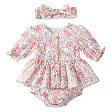 Flofallzique Floral Toddler Romper for Baby Girls