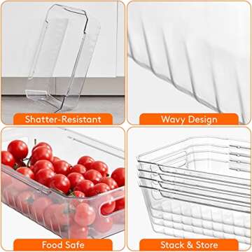 Lifewit 8pcs Clear Refrigerator Organizer Bins - BPA-Free
