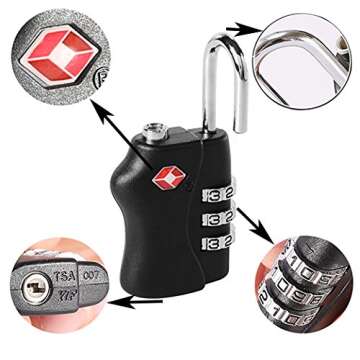 TSA Security Combination Lock Suitcase Luggage Bag Code Lock Padlock (Black-4 Pack)