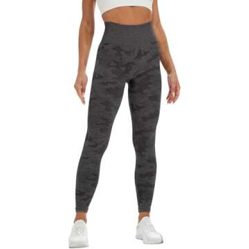 YVYVLOLO Women High Waist Workout Gym Camo Seamless Leggings Yoga Pants Tights(Y326-Camo Black-S)
