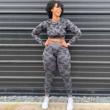 YVYVLOLO Women High Waist Workout Gym Camo Seamless Leggings Yoga Pants Tights(Y326-Camo Black-S)