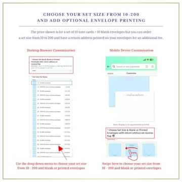 Customizable Note Cards Set with Personalized Envelopes
