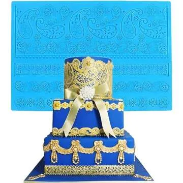 Anyana Paisley Lace Silicone impression Mat fondant imprint lace mat Cake candy Decorating Supplies Pastry gumpaste Sugar Paste Baking Mould edible floral lace wedding Craft Diy Clay Epoxy Resin Mold