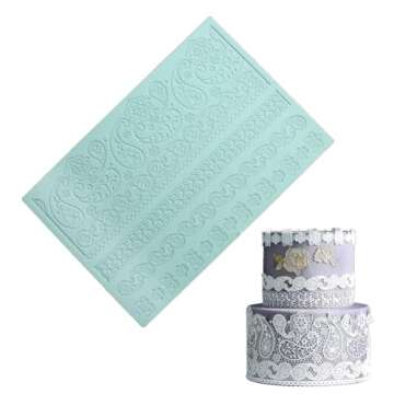 Anyana Paisley Lace Silicone impression Mat fondant imprint lace mat Cake candy Decorating Supplies Pastry gumpaste Sugar Paste Baking Mould edible floral lace wedding Craft Diy Clay Epoxy Resin Mold