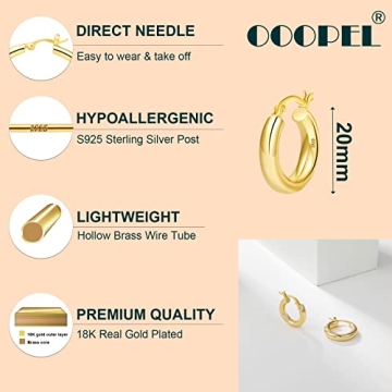 4mm Thick Gold Chunky Hoop Earrings for Women