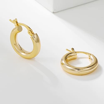 4mm Thick Gold Chunky Hoop Earrings for Women