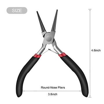 Round Nose Pliers for Jewelry Making, Mini Pliers for Making Jump Ring, Wire Looping,Forming Bends(5 Inch,Black)