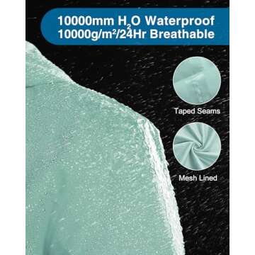 33,000ft Packable Rain Jacket Women Lightweight Waterproof Raincoat with Hood Cycling Bike Jacket Wi...