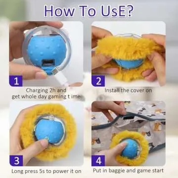 Giociv Interactive Cat Toys Ball Fast Rolling in Pouch, Motion Activate Chirping Cat Toy Hide and Seek Mouse Catching Game (Blue)