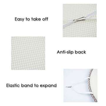 4 Pack Anti Slip Round Chair Pad with Elastic Ties Circle Chair Cushions Set for Bistro Bar Kitchen Dining High Stool 13 Inch Small Kids Chair Pads Machine Washable Grey Stripe