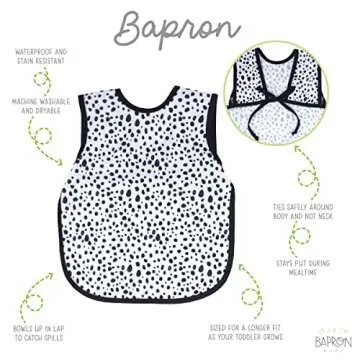 BapronBaby Organic Dot Bapron - No Neck Tie Safer Bib for Baby & Toddler - Soft Waterproof Stain Res...