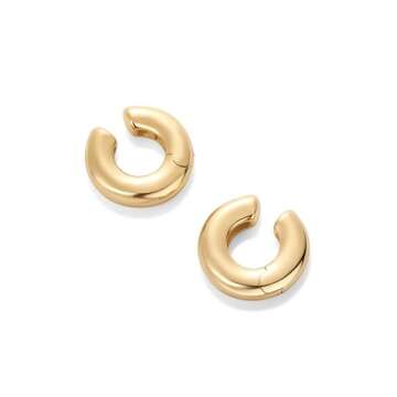 PAVOI 14K Yellow Gold Plated Chunky Plain Tubular Hinged Earscape Ear Cuffs for Women | Statement Earring Pair