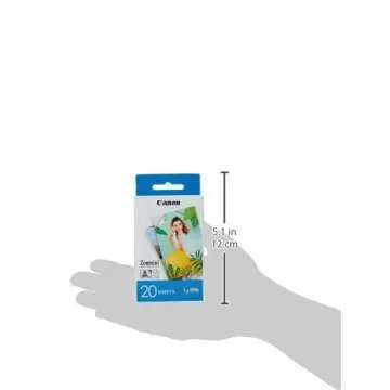 Canon Zink Photo Paper Pack, 20 sheets, White, 2" X 3". (3214C001)
