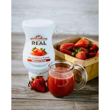 Reàl Fruit Infused Flavoring Syrup Variety - Strawberry, Raspberry, Peach, Blueberry, Black Cherry, Crisp Apple (Pack of 6, 16.9 FL OZ Bottles)