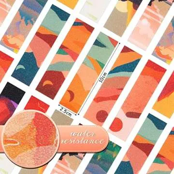 50 Pieces Calm Stickers Anxiety Sensory Stickers Textured Sensory Adhesives Clam Strips Adhesive Stress Relief Calming for Phone Shell(Sunset Style)