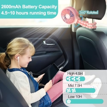 HomeLifairy Stroller Fan Rechargeable Portable Quiet Cooling