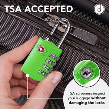 Desired Tools TSA Locks for Luggage, 2-Pc Durable Steel Padlock, Keyless Easy to Read 4-Digit Combin...