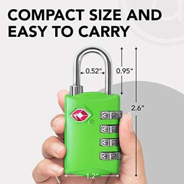 Desired Tools TSA Locks for Luggage, 2-Pc Durable Steel Padlock, Keyless Easy to Read 4-Digit Combination Lock for Backpacks, Travel Suitcases, Toolbox, Filing Cabinets, Baggage & Gym Locker, Green