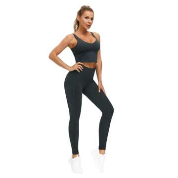 THE GYM PEOPLE Thick High Waist Yoga Pants with Pockets, Tummy Control Workout Running Yoga Leggings for Women (Small, Charcoal Grey)