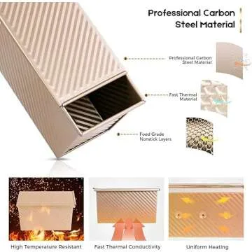 AMAGABELI GARDEN & HOME Pullman Loaf Pan with Lid 1 lb Dough Capacity 9x4 inch Non-Stick Bread Pans ...