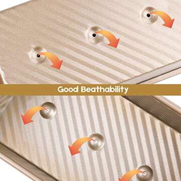 AMAGABELI GARDEN & HOME Pullman Loaf Pan with Lid 1 lb Dough Capacity 9x4 inch Non-Stick Bread Pans Carbon Steel for Baking Homemade Bread Mold Sandwich Corrugated Toast Box Bakeware Nonstick Gold