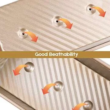 AMAGABELI GARDEN & HOME Pullman Loaf Pan with Lid 1 lb Dough Capacity 9x4 inch Non-Stick Bread Pans Carbon Steel for Baking Homemade Bread Mold Sandwich Corrugated Toast Box Bakeware Nonstick Gold
