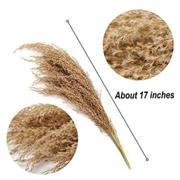 BTOUTKIP 65Pcs Dried Pampas Grass Decor, Faux Tall Pampas Grass Plants, Natural Pampas Grass Arrangement for Wedding and Home Decorations